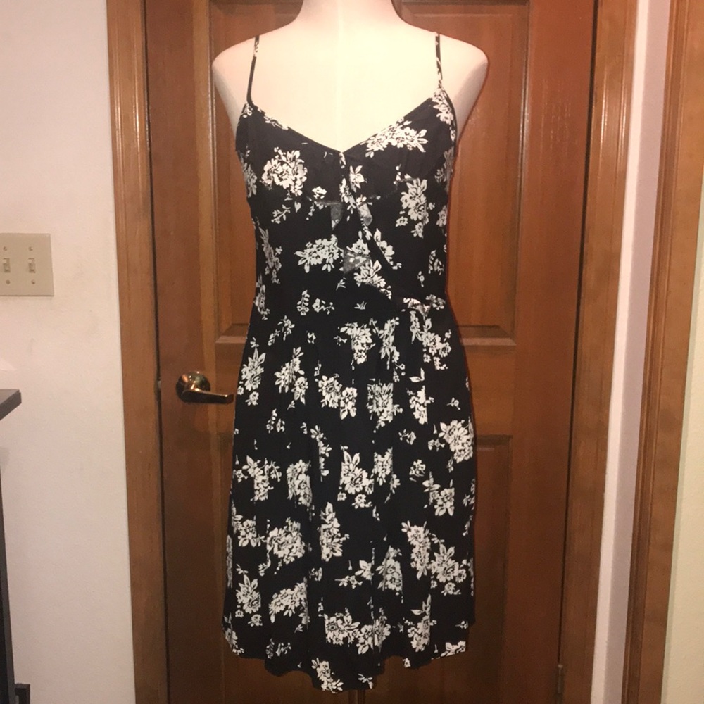 Xhilaratuon | Black & White Ruffle Floral Dress